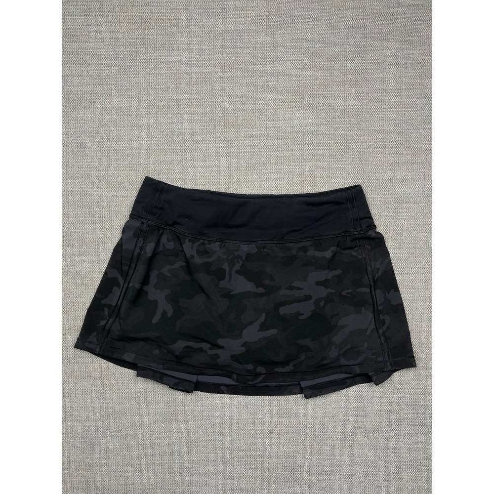 Lululemon Pace Rival Skirt Womens 6 Black Gray Camo Tennis Performance